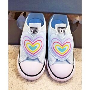 NWB Converse CTAS One Strap OX Hearts Baby Blue Toddler Girl's SZ 9 Sneakers